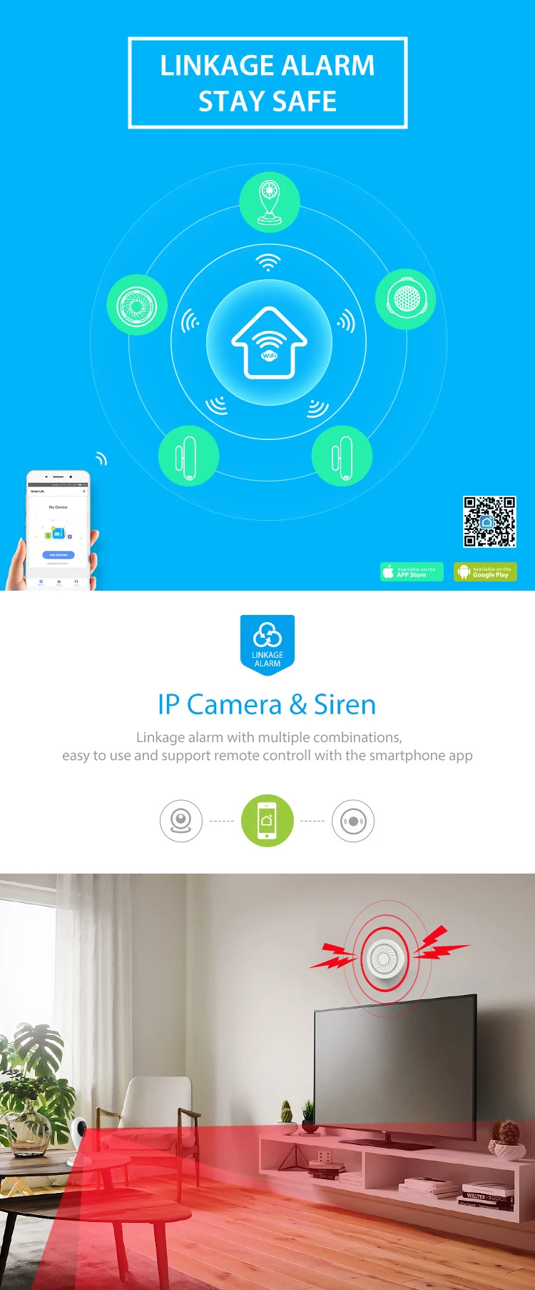 Tuya Smart Life HD ip-камера, дверной PIR датчик, сирена, беспроводной WiFi, приложение, дистанционное управление, система домашней сигнализации, комплект видео сигнализации