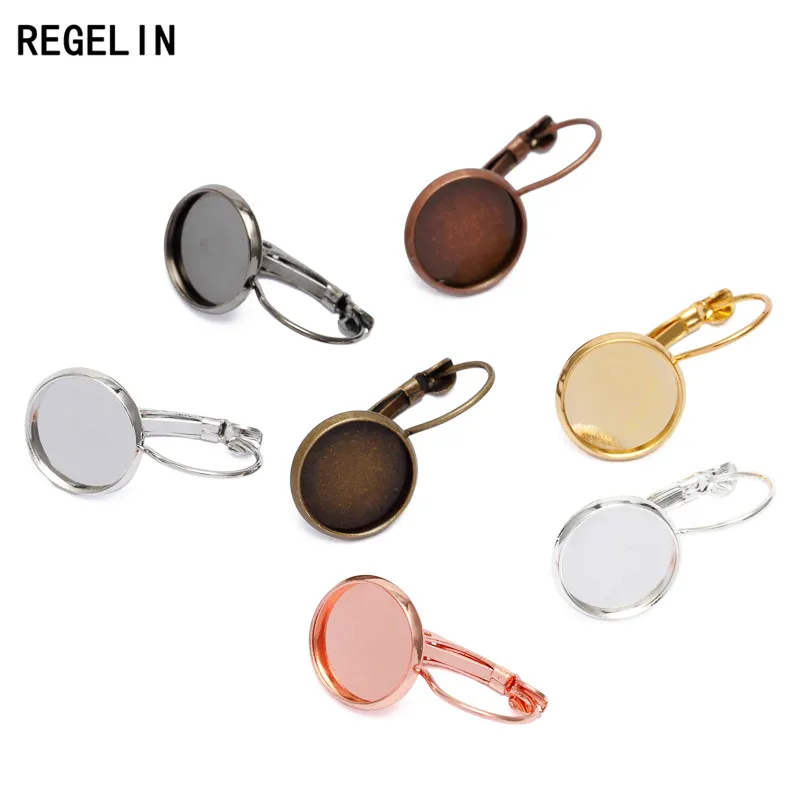 REGELIN 20 шт./лот позолоченные/Посеребренные Круглые Пустые серьги Настройки