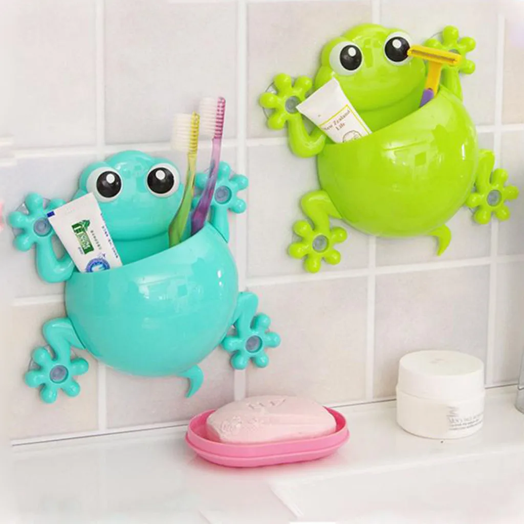 

Cute Cartoon Gecko Model Toothbrush Toothpaste Wall Mount Sucker Makeup Holder Rack Children Bathroom Accessories