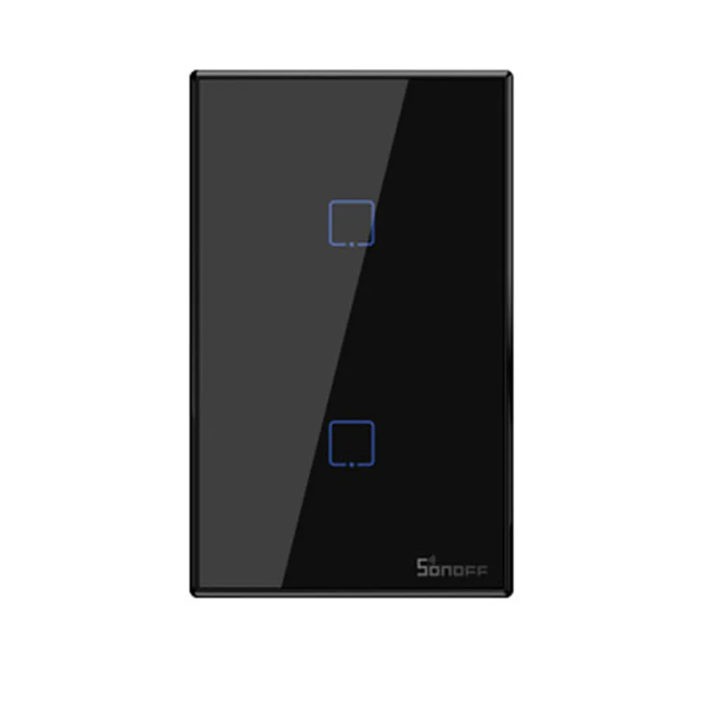 SONOFF T3US TX Smart Wifi Wall Touch Switch Black With Border Smart Home 1/2/3 Gang 433 RF/Voice/APP Control Works With Alexa