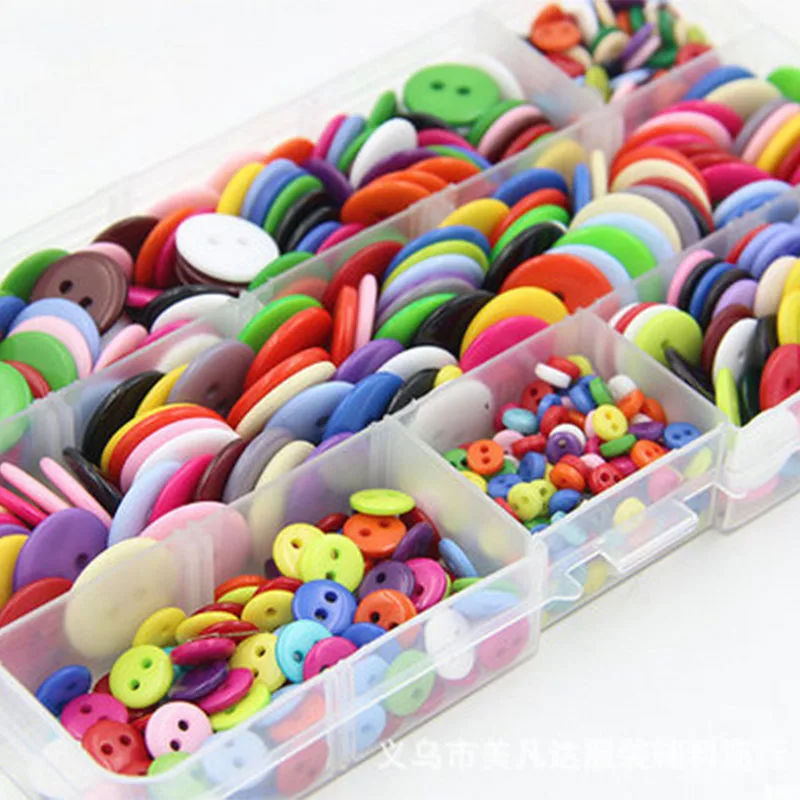 50/100pcs Kids Sewing Buttons Plastic Clothes Tools 2 Holes 9/10/11/12/15/20MM Round Shape Random Colors Garment Accessories