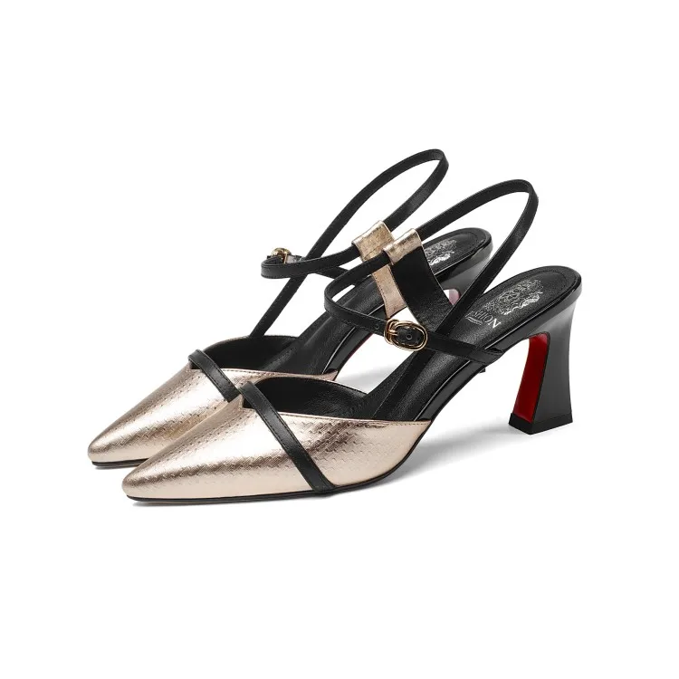 Toe Color Gladiador De Mujeres La Genuino Bombas Correa Altos 33 43 silver Sandalias Hebilla Tacones Tamaño Gold Cuero Del Mljuese Señaló 2018 Oro YS7qz66