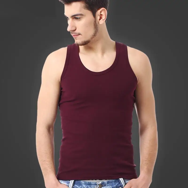 

3pcs\Lot Size L-XXL Red\Black\White\Green\Gray Men Body Building Summer O Neck Cotton Casual Tank Tops Clothing