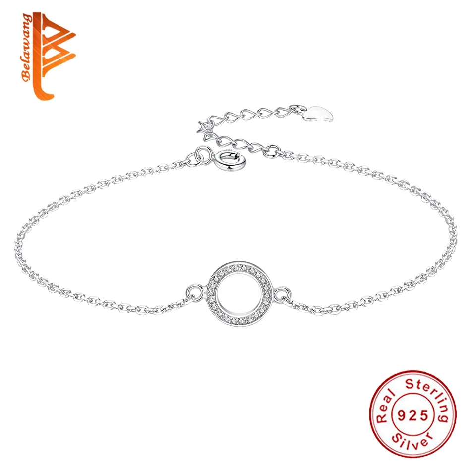 

BELAWANG 2019 Minimalism Jewelry 925 Sterling Silver Bracelet Forever Clear CZ Crystal Pendants Bracelet For Women Girl