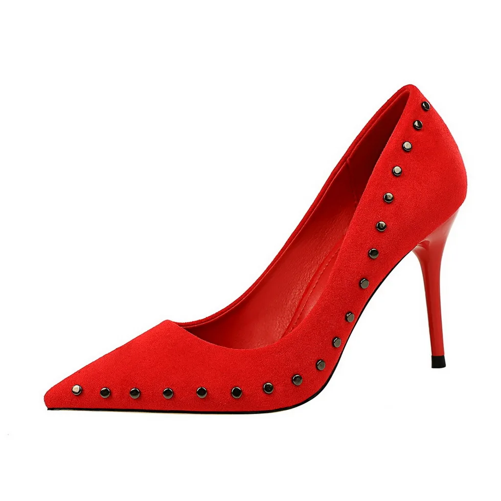 BIGTREE/Женская обувь; коллекция года; Классическая Офисная Женская обувь на высоком каблуке; туфли-лодочки с заклепками; пикантная женская обувь на каблуке; модная летняя обувь в стиле ретро; zapatos de mujer