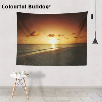 

Ocean Scenic Tapestries Sunset Clouds Wall Hanging Seagull Boat Mountain Yoga Mat Dorm Decor Bedspreads 130cm Woven Sublimation