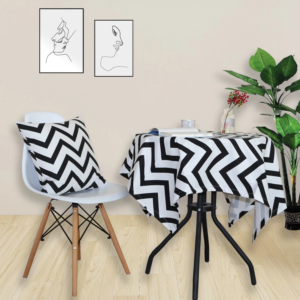 

100% Cotton canvas fabric table cloth multi sizes tablecloth wave printed table cover for wedding party table decoration