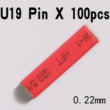 

100pcs Red Microblading Needles 0.22mm U Shape 19 pins Blades Professional For Permanent Microblading Embroidery Pen