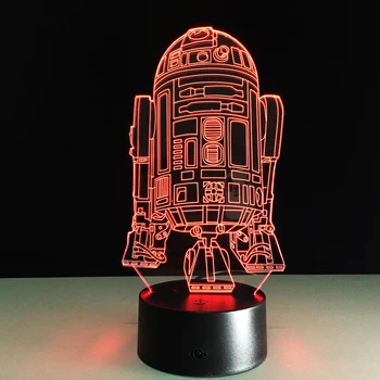 

Novelty 3D Night Light LED Bedside Lamp Table Desk Lampe Cool Star Wars R2D2 Robot Lamparas USB Nightlight Luminarias For Kids