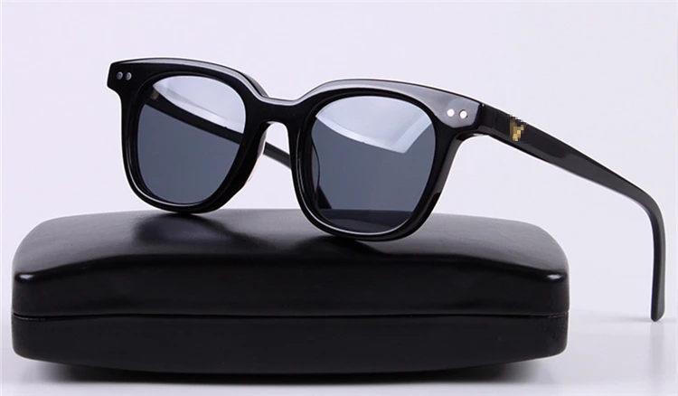 Корейский фирменный дизайн Нежные классические ацетатные Квадратные Солнцезащитные очки для женщин и мужчин, солнцезащитные очки с цветными линзами, защита от уф400 лучей - Цвет линз: Grey Lens