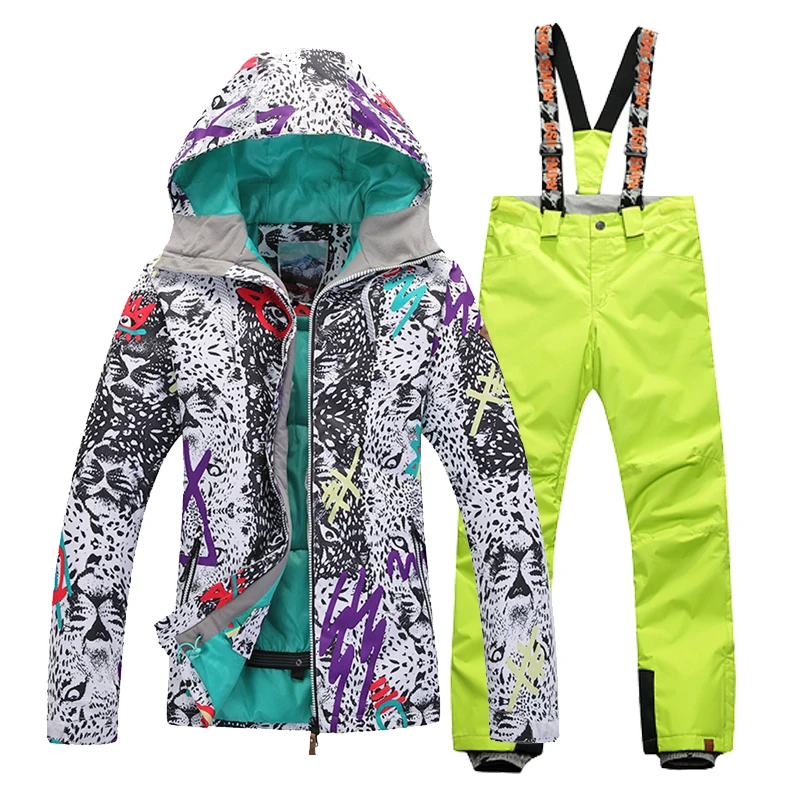 

Waterproof Windproof Breathable Skiing Jackets and Ski Pants Set Outdoor Gsou Snow Women's Ski Suit Set Winter women Ski Jacket
