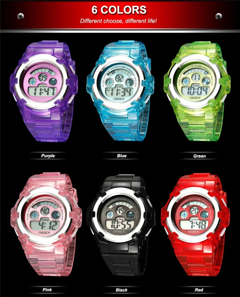 OHSEN Топ светодиодный цифровой Детские часы детские часы для девочек и мальчиков часы детские спортивные наручные часы электронные для