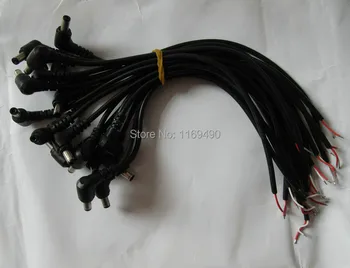 

22AWG 10pcs / lot DC Power Plug L-shaped 5.5X2.1mm / 5.5*2.1 male Right Angle Single Head Jack with Cord Connector Cable 29cm