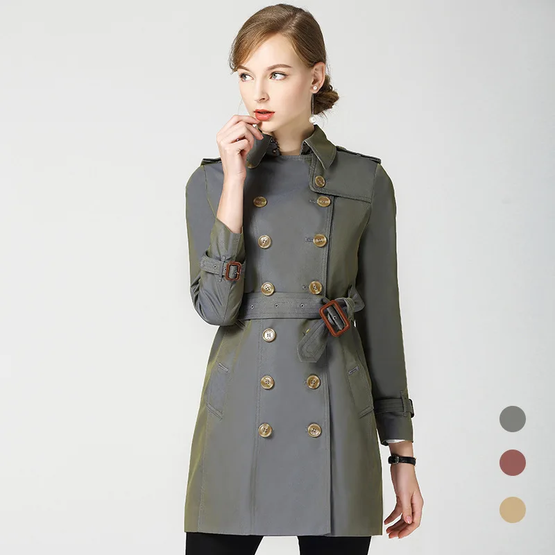 Femmes Printemps Down Col Nouveau Long blue Plus Mince Rose Mode Coupe Tranchée Femme Taille Outwear kaki L'europe La Manteau Haute Double Breasted Turn vent Red MSVUzp