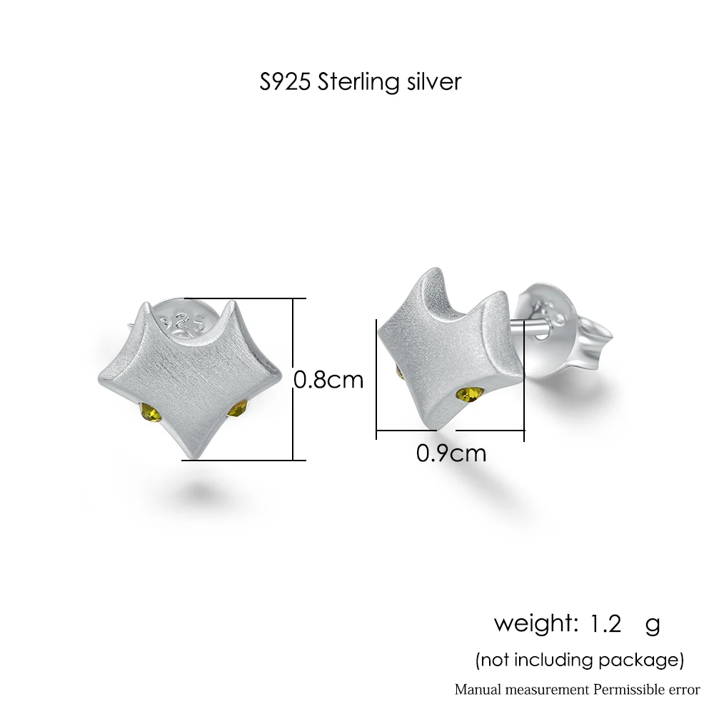 LAMOON Lovely Little Fox Shaped 100% Real 925-Sterling-Silver Stud Earrings S925 Fine Jewelry For Women Girl Gift LMEY025