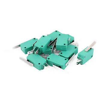 

10Pcs Momentary Long Lever Arm SPDT 1NO 1NC Long Life Micro Limit Switch Green KW3-0Z Hinge Lever Length 28mm