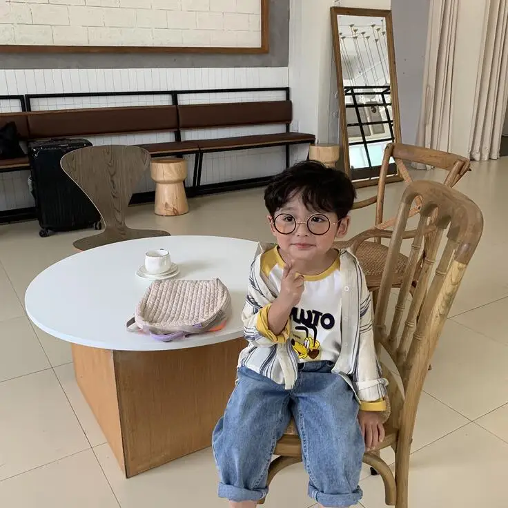 korean style boys striped shirt fashion long sleeve autumn boys top shirt 1-6 years