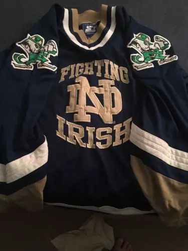 

90s Sewn NOTRE DAME Fighting Irish Starter Men's Hockey Jersey Embroidery Stitched Customize any number and name