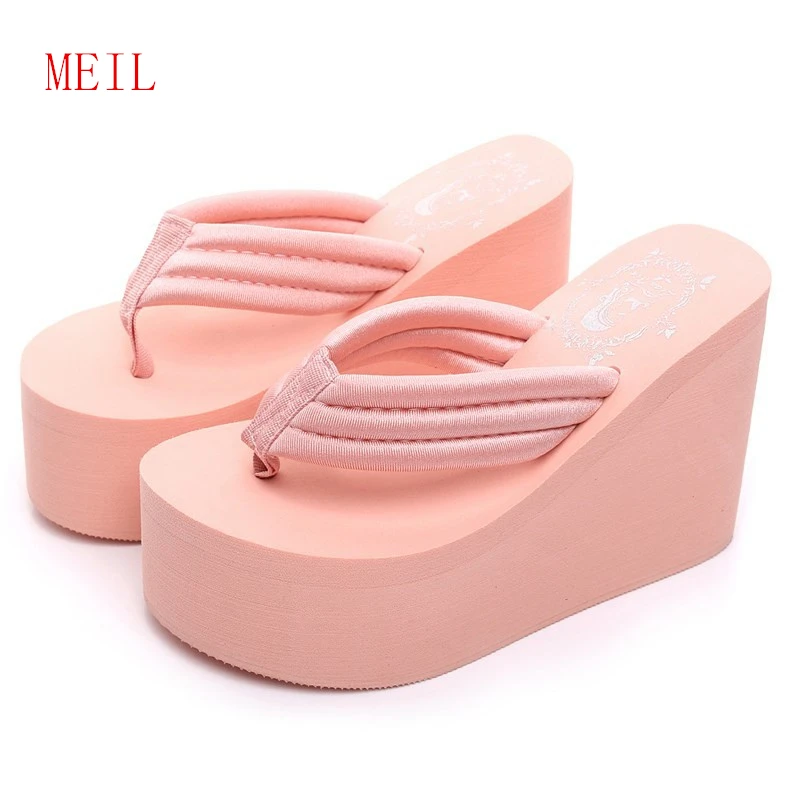 

Super High Flip Flops Handmade Hawaiian Beach Slippers Women Summer Sandals Outdoor Slipper Heels Shoes Wedge Platform Size35-41