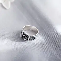 Настоящее серебро 925 Открытые Кольца для женщин и мужчин винтажный пояс тайские серебряные кольца на палец простые bijoux регулируемые bague