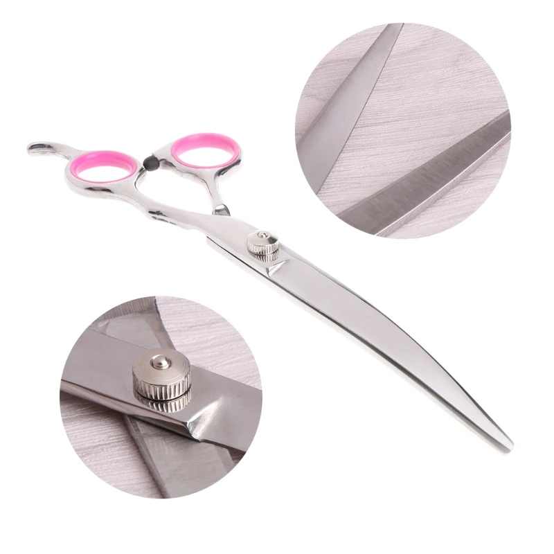 1Pc 7 Stainless Steel font b Pet b font Gromming Curved Blade Scissors Dog Cat Cutting
