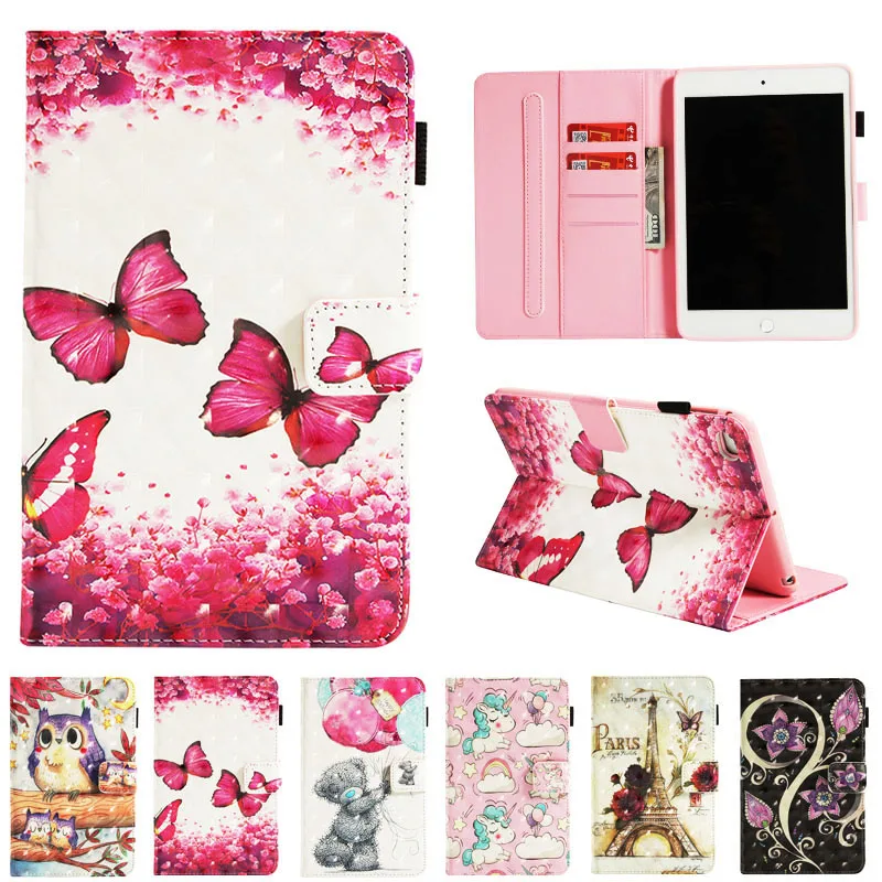

Fashion 3D Print Leather Flip Wallet Case Cover Coque Tablet Universal Funda for Apple iPad Mini 1 2 3 4 5(2019) 7.9 inch Cases