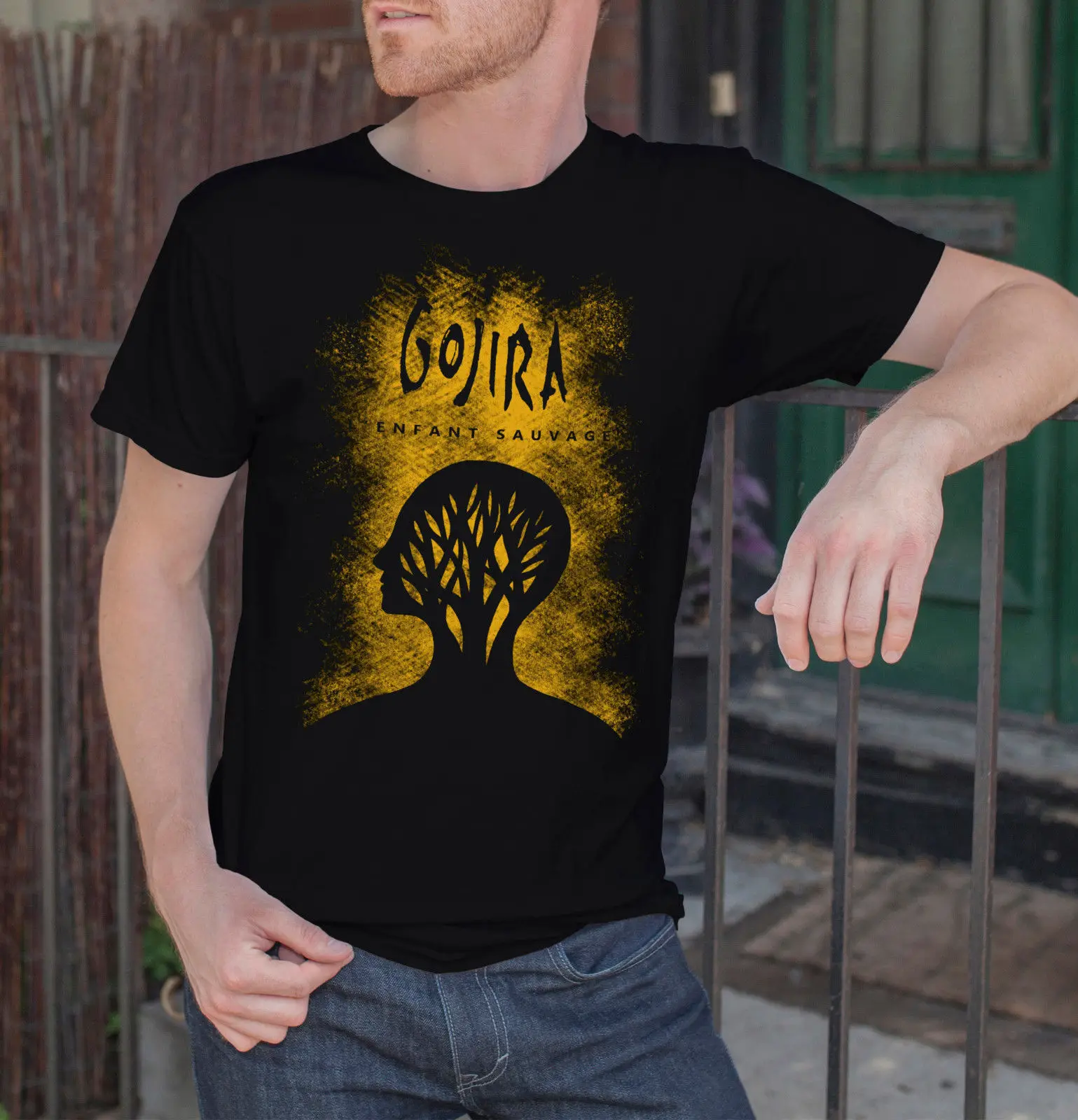Годзилла Для мужчин черная футболка из металла Band Tee рок рубашки lenfant Sauvage размеры