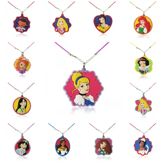 20PCS Lovely Princess Cartoon Necklace Pendant Chains PVC Choker Rope Chains Necklace 51cm