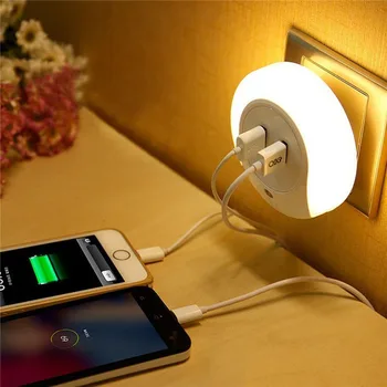 

Smart LED Light Sensor Night Light with two USB charging interface DC 5V/2A output for Bathrooms Bedrooms