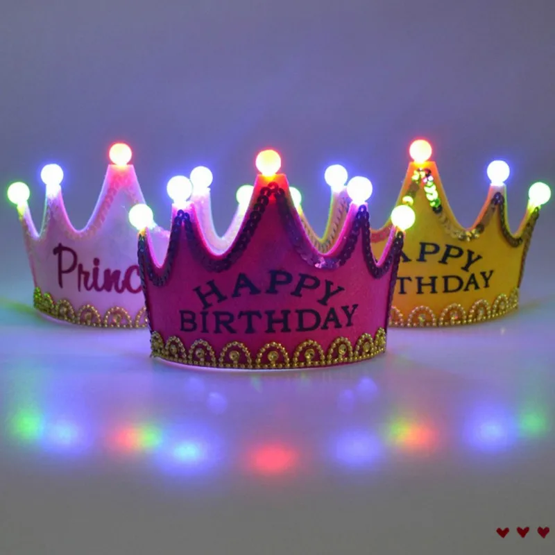 Colorful Crown Shaped Led Kids Birthday Party Hat Cover