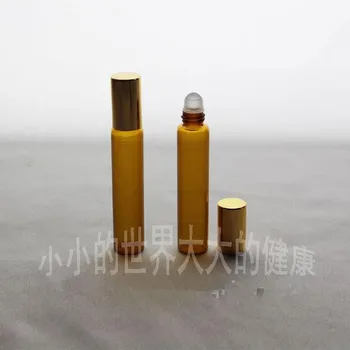 

50pcs 5ml 10ml Amber Roll On Roller Bottles for Essential Oils Refillable Perfume Bottle Deodorant Containers with Gold lid