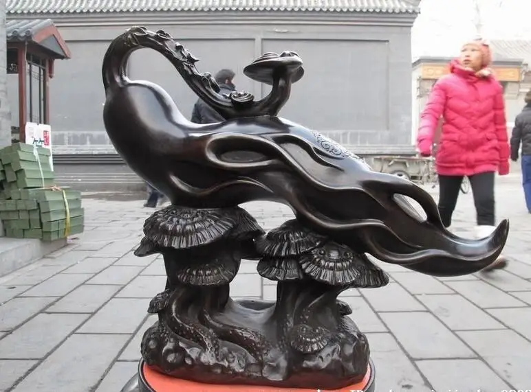 

Lucky Chinese Pure Bronze ginseng Auspicious life Ruyi Feng shui decorate statue