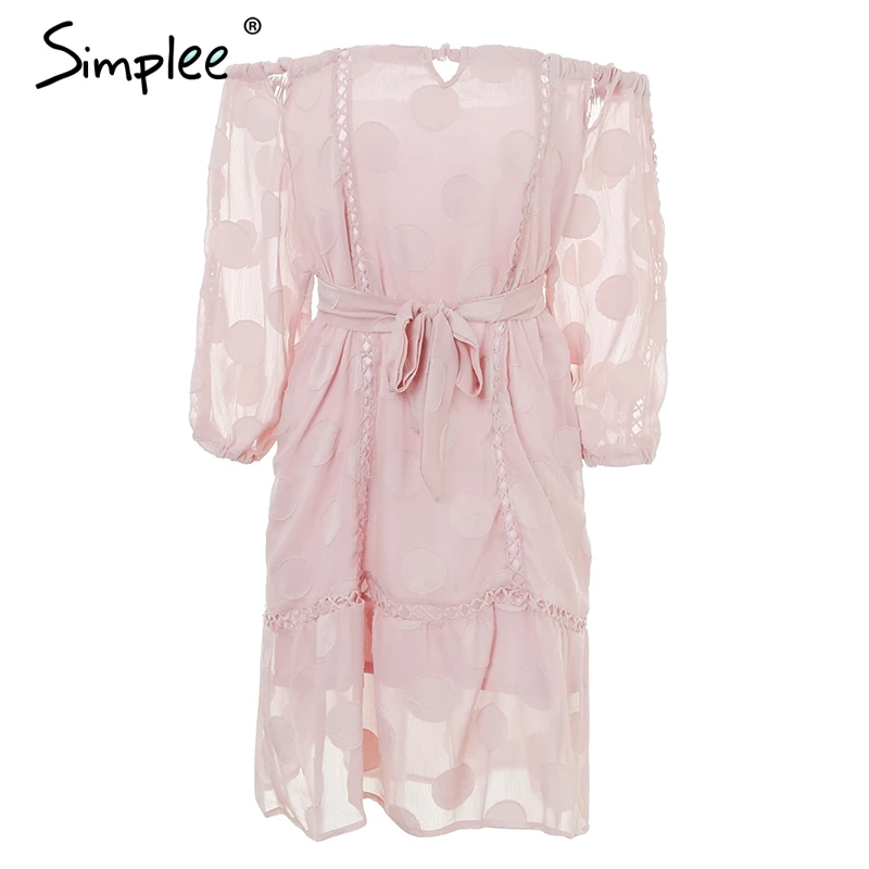 Simplee летнее Открытое платье с открытыми плечами женское прозрачное Повседневное