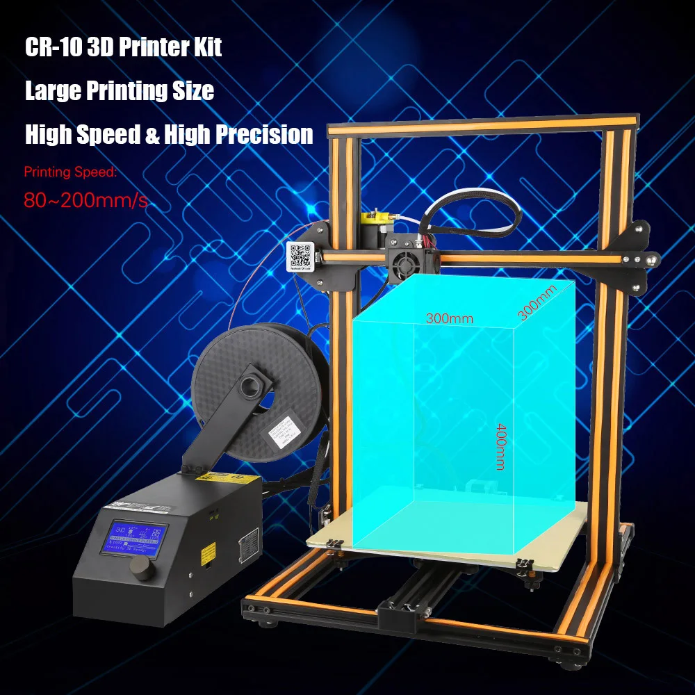 Creality 3d принтер CR-10 Полностью Собранный плюс размер печати 300*300*400 мм 3d принтер DIY комплект с sd-картой и 200 г нити