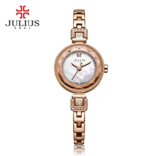 Julius Women’s Watch Japan Quartz Fashion Hour Lady Clock Mother Of Pearl Chain Bracelet Top Girl Valentine Birthday Gift Box