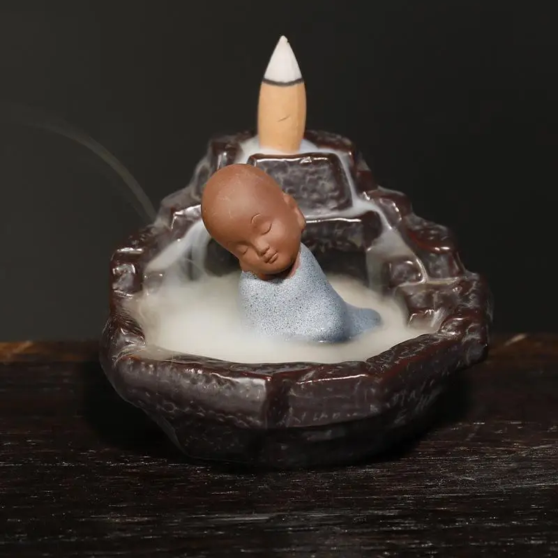 Traditional Buddha Smoke Waterfall Incense Burner Ceramic Craft Chinese Style Backflow Incense Holder Buddhism Home Decor