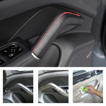 Cow Leather Door Handle Central Console Armrest Handle Cover Decoration Trim For Porsche Cayenne 2011 2012