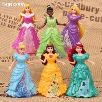 

ThinkEasy 6 Pieces Kid my cute little Anna and Eelsa Sofia Princess 6 dolls Toy Action poni Unicorn Vinyl dolls