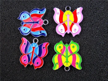 

AE603 Mix Color 20Pcs Alloy Metal Enamel Butterfly Charms Pendants 27x26mm