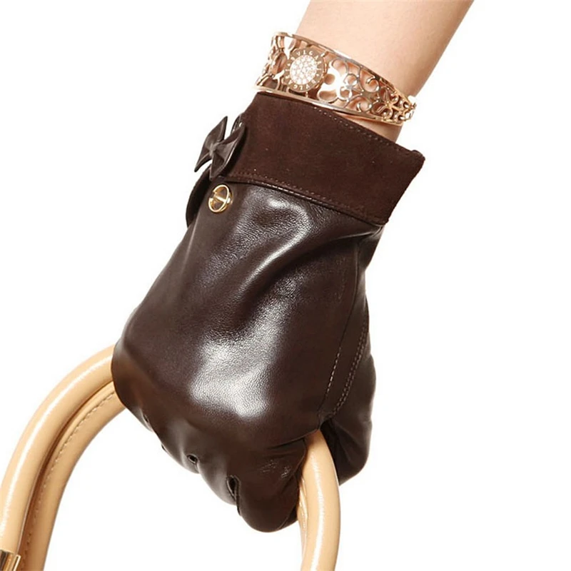 Брендовые перчатки из натуральной кожи высокого качества женские кожаные перчатки Модные трендовые кожаные перчатки для вождения EL011PN