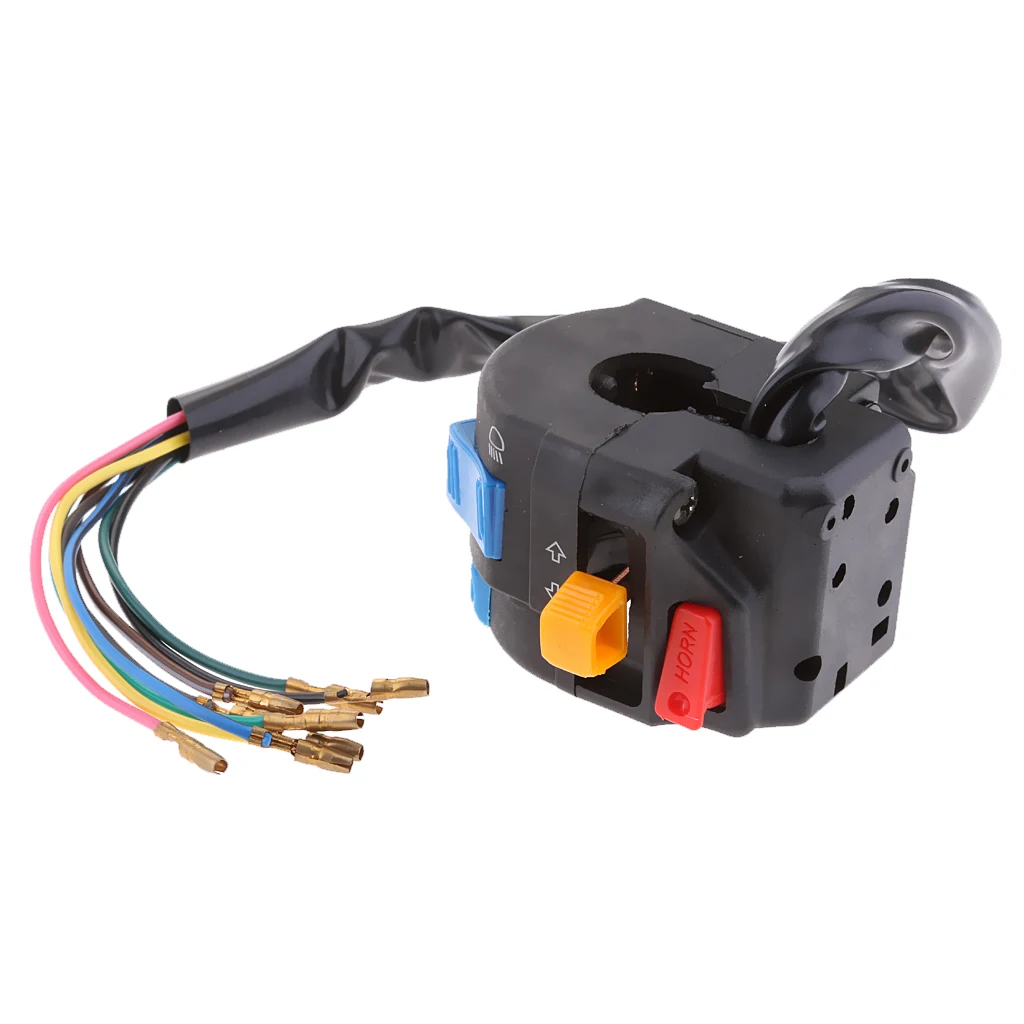 

Motorcycle 22mm Handlebar Control Switch Mount Warning Light Turn Signal Horn Ignition Start Kill Overtaking Buttons Switch