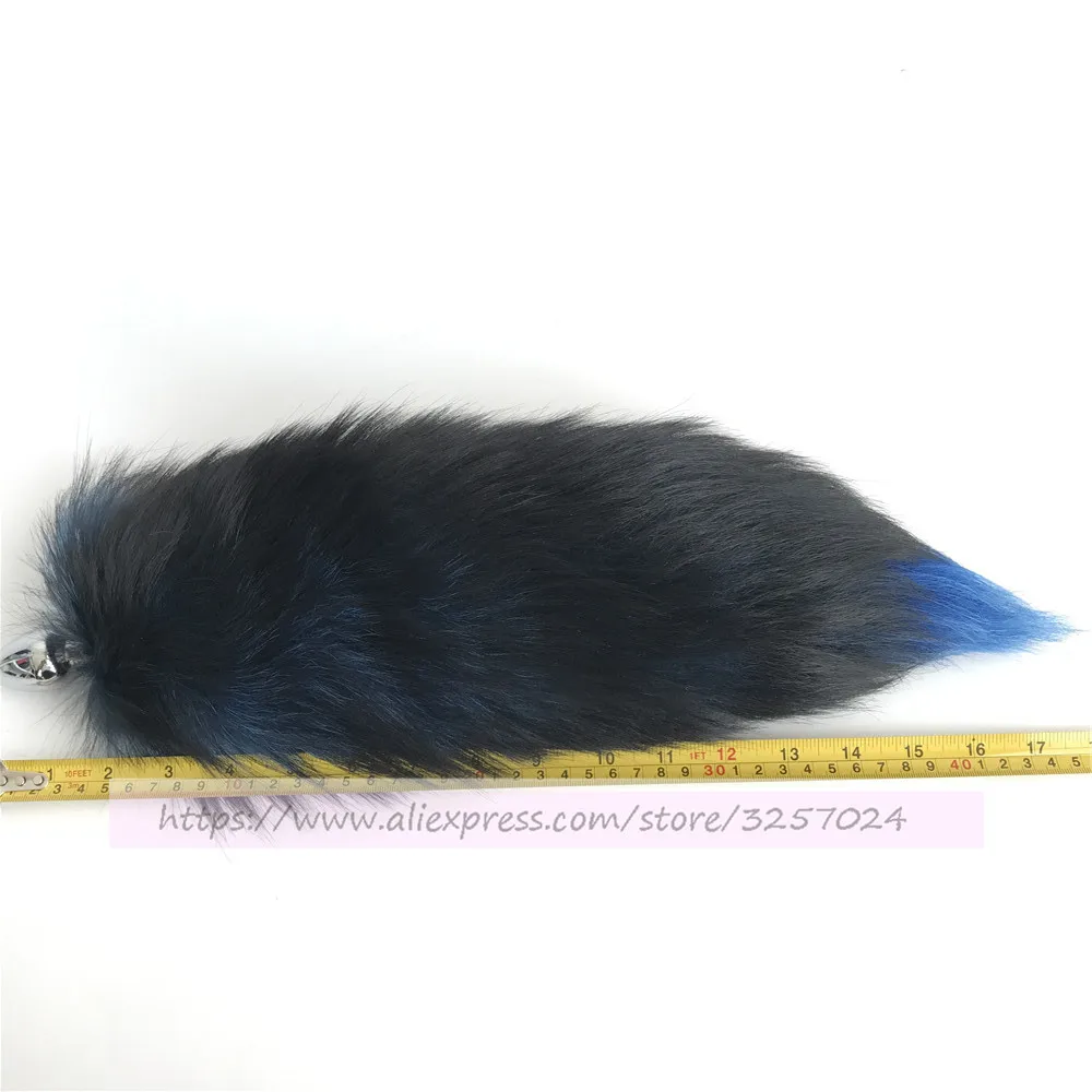 Анальная пробка Magicfur Blue/Black анальная из натурального Лисьего меха интимные