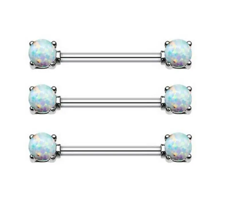 1Piece Opal Stone Nipple Barbell Piercing Ring Nipple Shield Jewelry