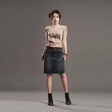 ; Весна и лето Джинсовая юбка старинные плюс размер высокая Талия Джинсовая юбка с вышивкой облегающая бюст юбка