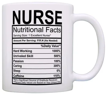 

Nurse Gifts Nurse Nutritional Facts Label Nursing Gag Gift Gift Coffee Mug Tea Cup White