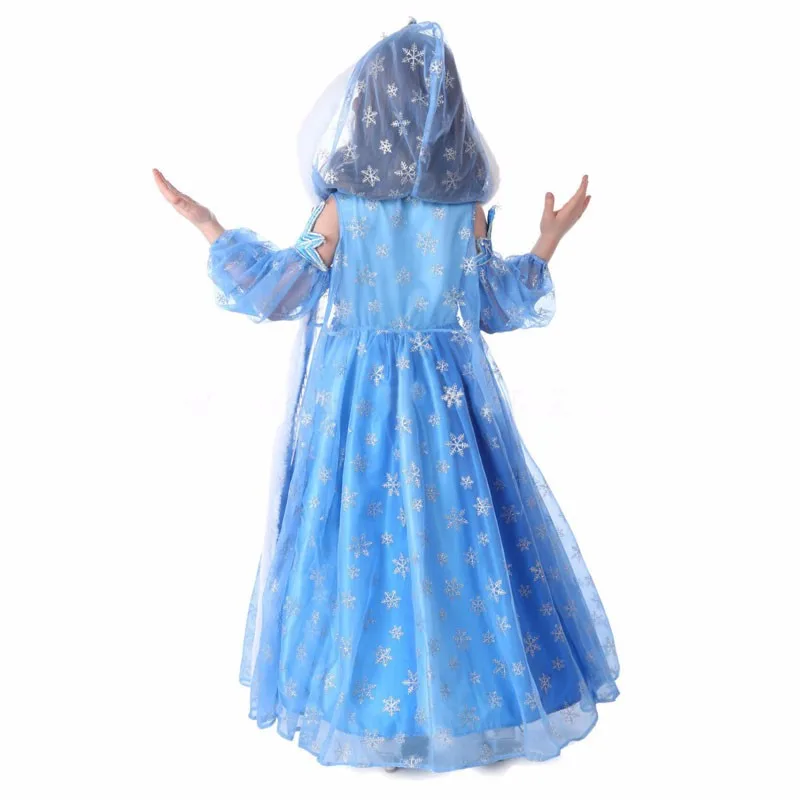Girls Dresses Summer 2016 Girl Dress Children clothing Anna Blue Movie Dress + Red Cape Girl Princess Dresses Cosplay Costumes children dress