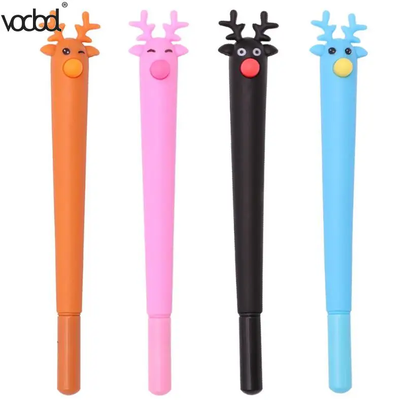 

Cute Elk Soft Gel Neutral Pen 0.5mm Animal Shape Black Ink Signature Marker Pens Student School Office Stationery Supplies