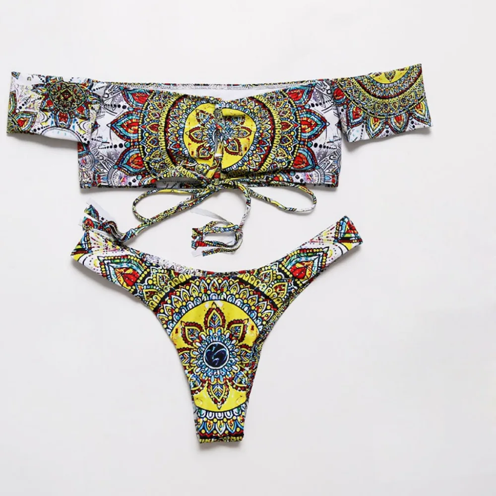 

Women Swimwear Solid Monokini Women Swimwear Bikini Set Print Push-Up Padded Bathing Swimsuit Beachwear Slim swimsuit
