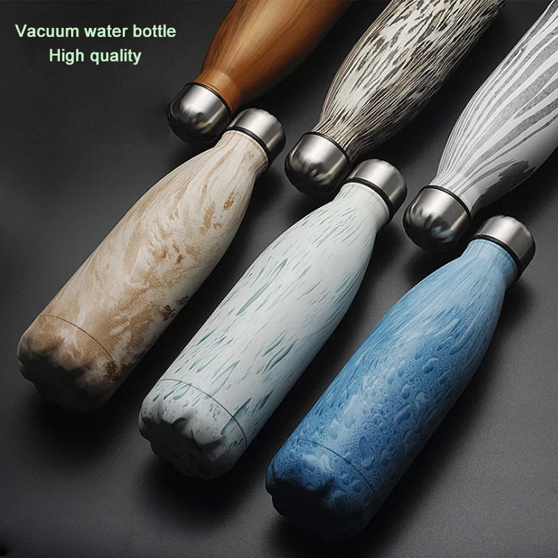 Comprar 2019 nueva botella de agua portátil con aislamiento de vacío botella térmica para acampar al aire libre taza de senderismo 500ML