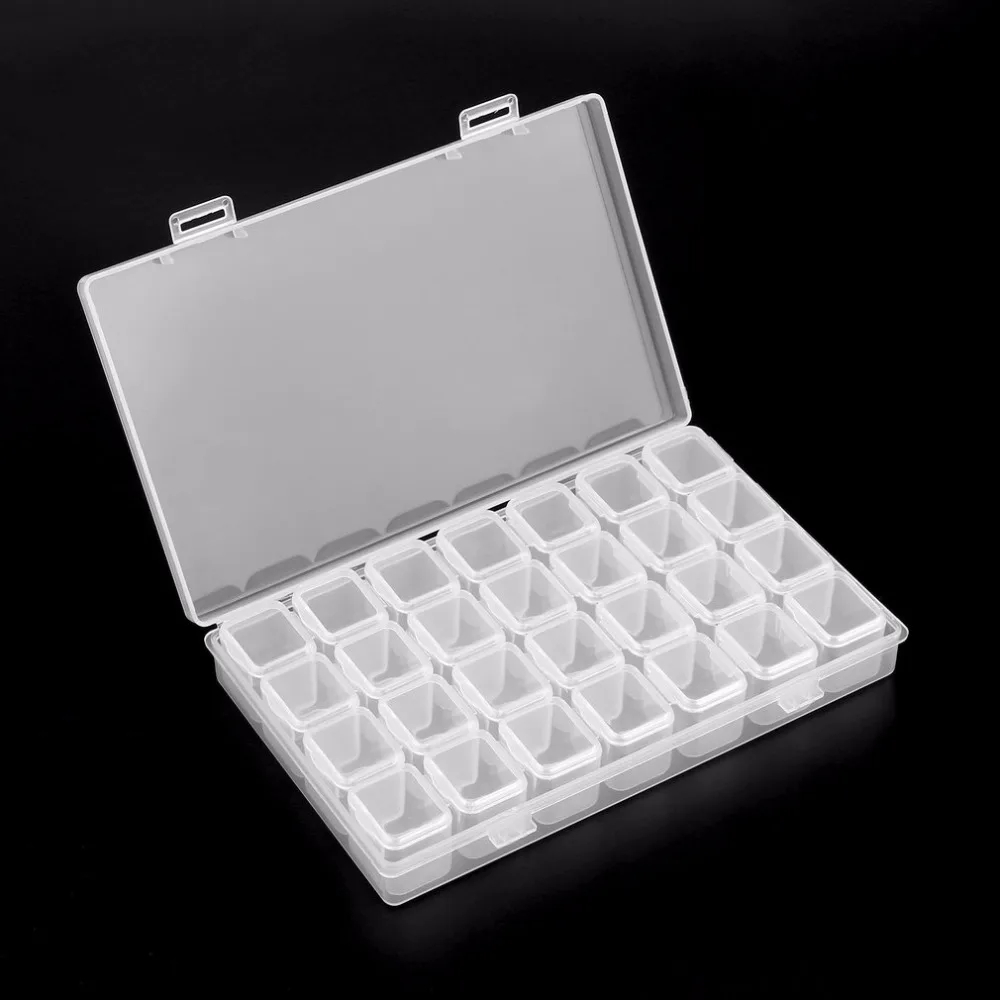 28 Grid Plastic Empty Storage Box Nail Art Accessories Tools Nail Stones Display Storage Box Accessories Container Nail Tool